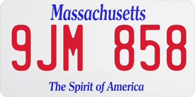 MA license plate 9JM858