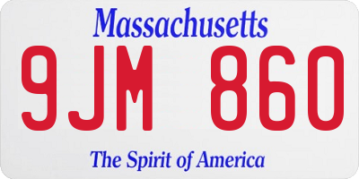 MA license plate 9JM860