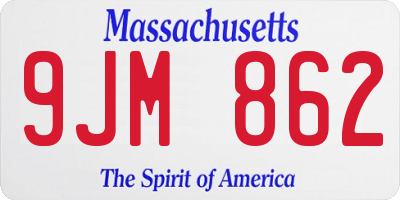 MA license plate 9JM862