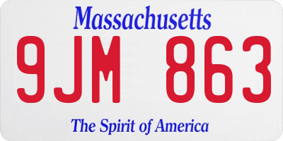 MA license plate 9JM863