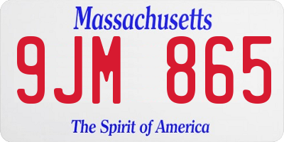 MA license plate 9JM865
