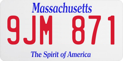 MA license plate 9JM871