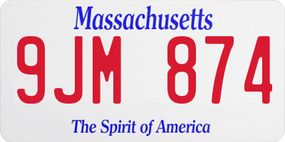 MA license plate 9JM874