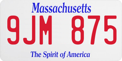 MA license plate 9JM875