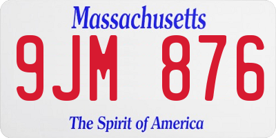 MA license plate 9JM876