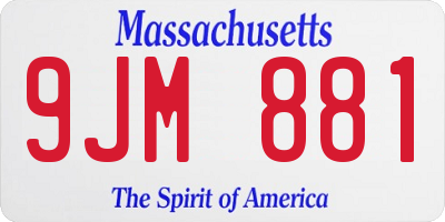 MA license plate 9JM881