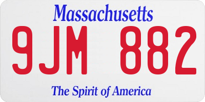 MA license plate 9JM882
