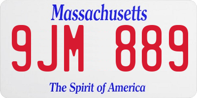 MA license plate 9JM889
