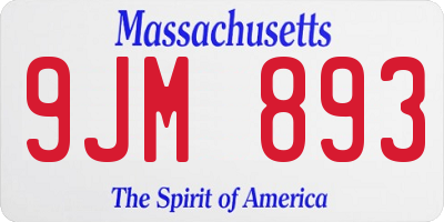 MA license plate 9JM893