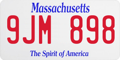 MA license plate 9JM898