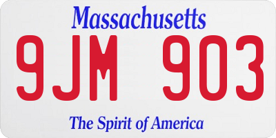 MA license plate 9JM903