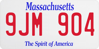 MA license plate 9JM904