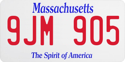 MA license plate 9JM905