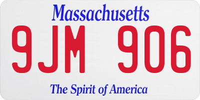 MA license plate 9JM906