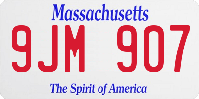 MA license plate 9JM907