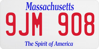 MA license plate 9JM908