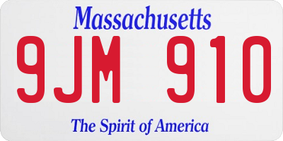 MA license plate 9JM910