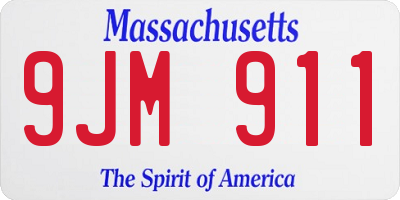 MA license plate 9JM911