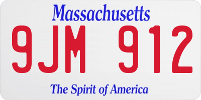 MA license plate 9JM912