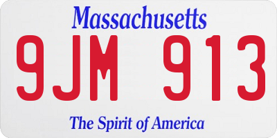 MA license plate 9JM913