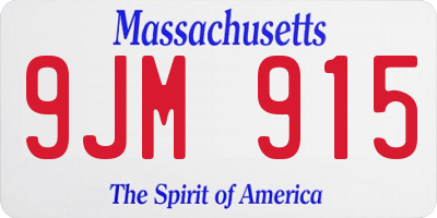 MA license plate 9JM915