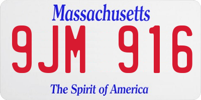 MA license plate 9JM916