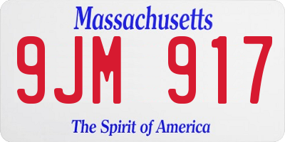 MA license plate 9JM917
