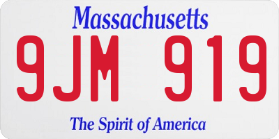 MA license plate 9JM919