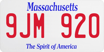 MA license plate 9JM920