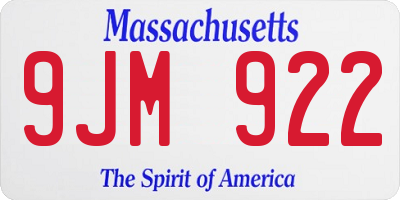 MA license plate 9JM922