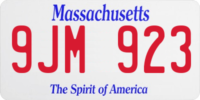 MA license plate 9JM923