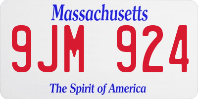 MA license plate 9JM924