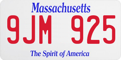 MA license plate 9JM925