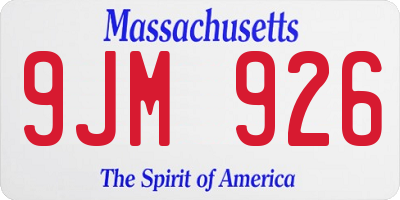 MA license plate 9JM926