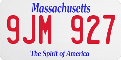 MA license plate 9JM927