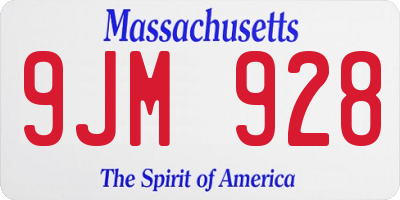 MA license plate 9JM928
