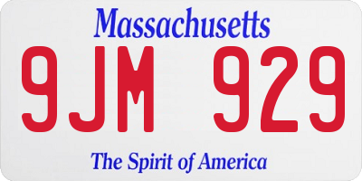 MA license plate 9JM929