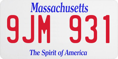 MA license plate 9JM931