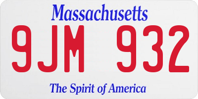 MA license plate 9JM932