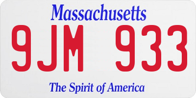 MA license plate 9JM933