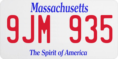 MA license plate 9JM935