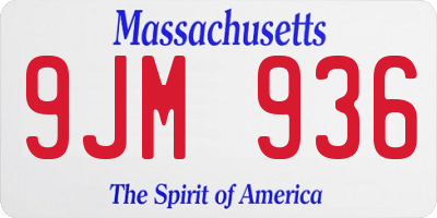 MA license plate 9JM936