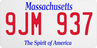 MA license plate 9JM937