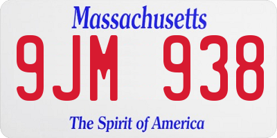 MA license plate 9JM938