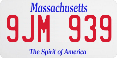 MA license plate 9JM939