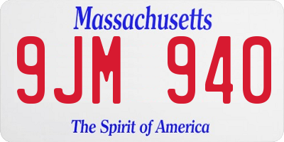 MA license plate 9JM940