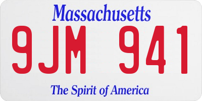 MA license plate 9JM941