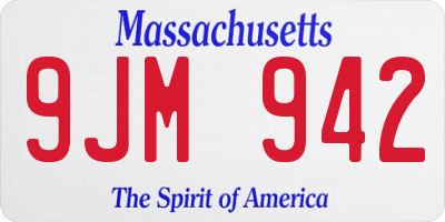 MA license plate 9JM942