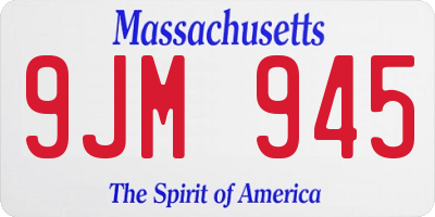 MA license plate 9JM945