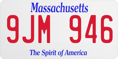 MA license plate 9JM946